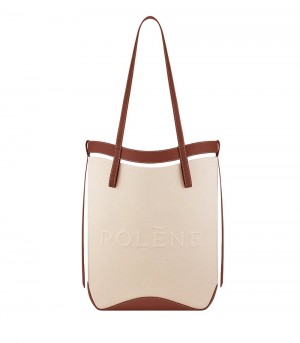 Bolsa Tote Polene Ilo Beige Marrom | MEXICO ZMQDCX