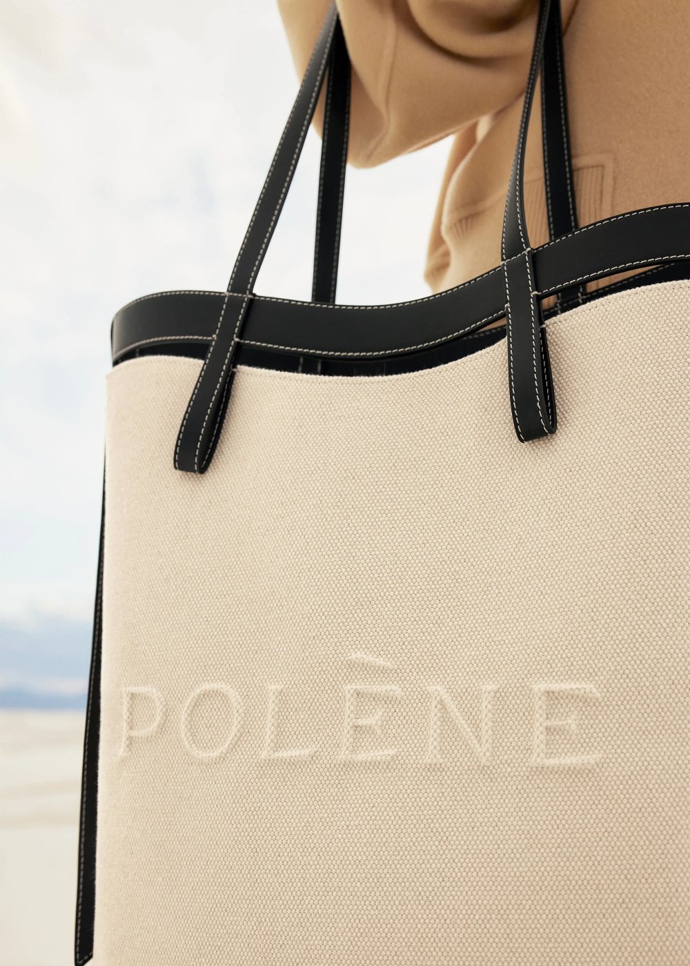 Bolsa Tote Polene Ilo Beige Negros | MEXICO VNPFYW