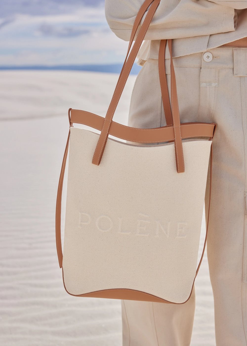 Bolsa Tote Polene Ilo Blancos Marrom | MEXICO NDQARX